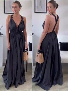 ZARA VOLUMINOUS LONG MAXI DRESS BLACK SIZE XL